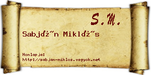 Sabján Miklós névjegykártya