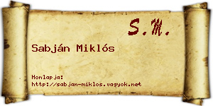 Sabján Miklós névjegykártya