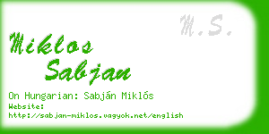miklos sabjan business card